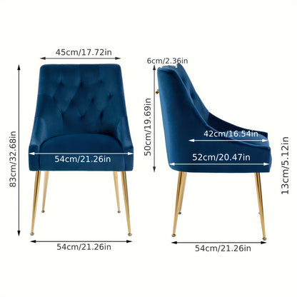 Eetkamerstoel – Stoel – Keukenstoel – Dinerstoel – Kuipstoel – Fluwelen Bekleding – Goud Metalen Frame