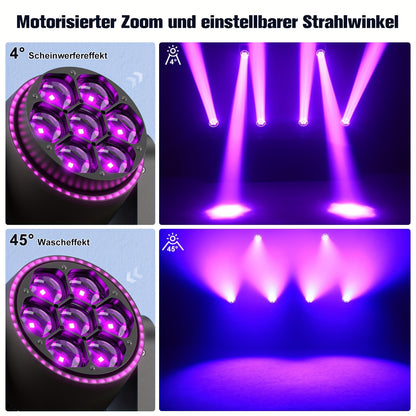 Movinghead – LED Moving Head – Podiumverlichting – Disco Licht – DJ Verlichting – 7x50W RGBW 4-in-1 – Variabele Zoom & Multi Mode