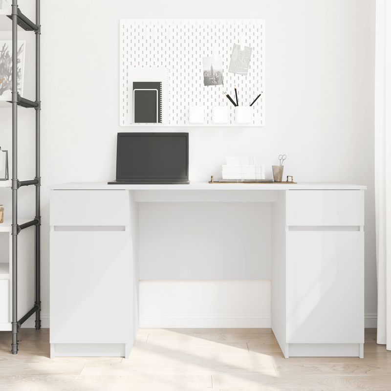 Bureau – Werkplektafel – Schrijftafel – Computertafel – Desk – Wit – 140x49x76 cm – Hoogwaardig MDF – Vrijstaand met Opberglades