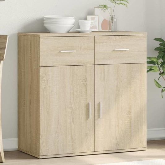 Dressoir – Opbergkast – Ladekast – Buffetkast – Kast – Licht Beige – Compact Design – Sonoma Eiken – 79x38x80 cm – Twee Deuren – Makkelijk te Monteren