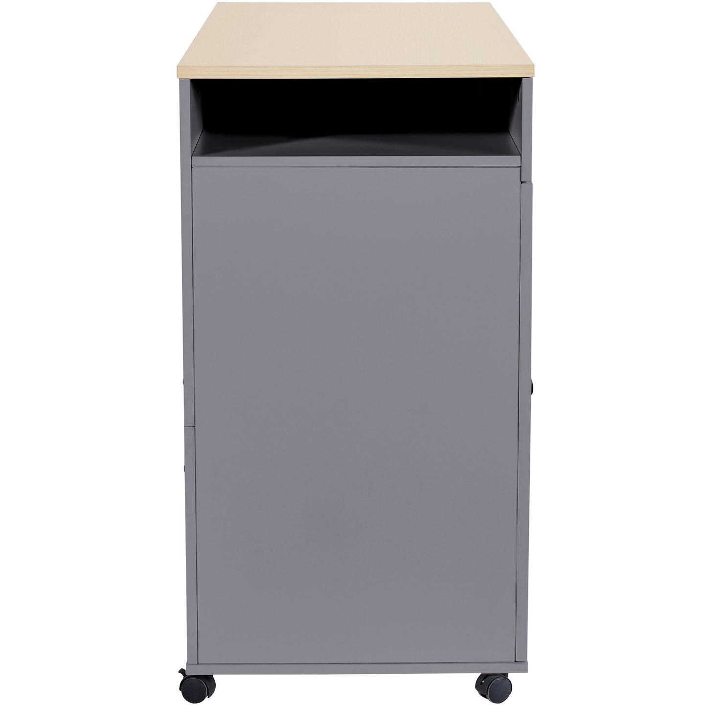 Uitschuifbare Bartafel – Bar Tafel – Eettafel – Keukentafel – Sta Tafel – Met 6 Opbergvakken – Houten Look Tafelblad – 118-180x50x94 cm – Grijs