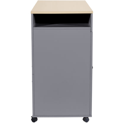 Uitschuifbare Bartafel – Bar Tafel – Eettafel – Keukentafel – Sta Tafel – Met 6 Opbergvakken – Houten Look Tafelblad – 118-180x50x94 cm – Grijs