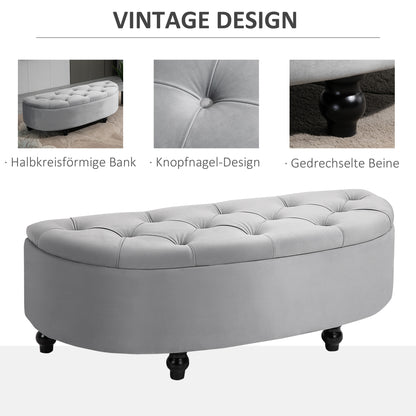 Poefbankje – Opbergbank – Voetenbankje – Hocker – Opbergpoef – Fluwelen Bekleding – Met Open Deksel – 120x46x42 cm – Stevige Houten Poten