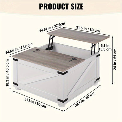 Salontafel – Woonkamertafel – Koffietafel – Bijzettafel – Tafel – Landelijk Design – Hout – Kantelbaar Liftdeksel – Opbergruimte – Compact formaat – Rustiek