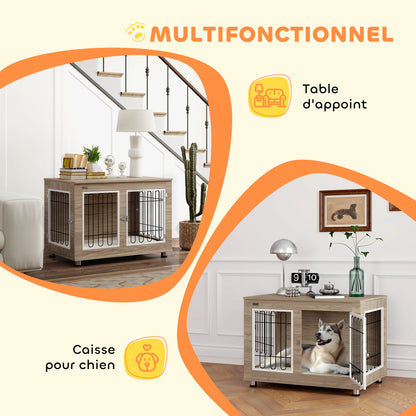 Hondenbench – Hondenkennel – Hondenkooi – Hondenhok – Hondenmand – Medium en Large Size – Dubbele Deuren met Slot – Wasbare Kussen