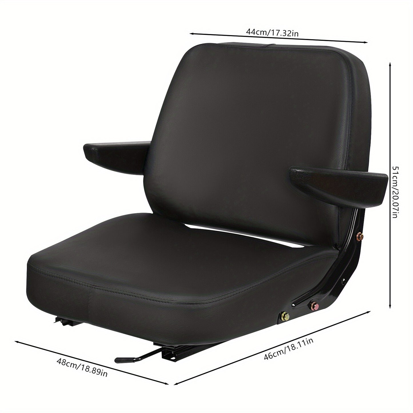 Adjustable Heavy-Duty Tractor Seat with Ergonomic Backrest & Armrests - PU Cushioned Comfort, Metal Frame, 5.99cm Forward/Backward Adjustment, Easy Assembly for Forklifts, Bulldozers, Construction Equipment - All-Terrain Use,