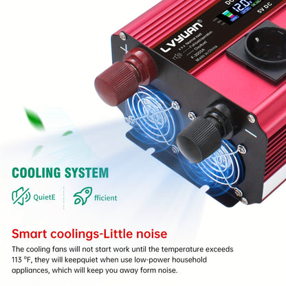 3000W Autospanningsomvormer – Stroomomzetter – DC-AC Converter – Inverter – Power Converter – Hoog vermogen 3000W continu / 6000W piek – Inclusief 3.1A USB Lader