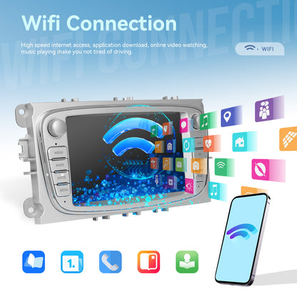 8 Cores 4+64GB Android 15 Car Radio for Ford Focus Mondeo C-MAX S-MAX for galaxy II Kuga 17.78 cm Wireless Carplay Radio with Android Car Mirror Link B-T FM/ RDS/ EQ/ DSP WiFi GPS Navigation Reversing, Car Entertainment Syste
