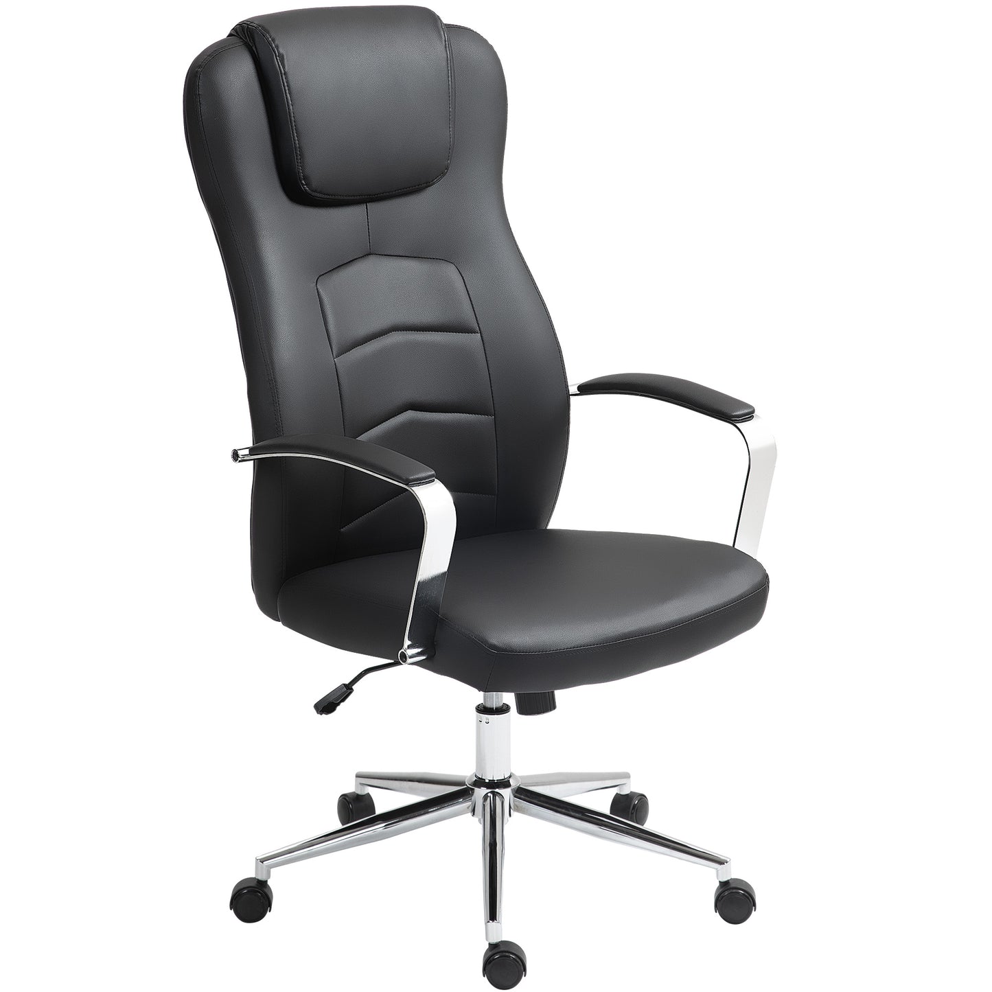 Bureaustoel – Office Chair – Werkstoel – Bureaustoel Kunstleer – Draaistoel – Zwart – Hoogte Verstelbaar – Gewatteerde Rugleuning