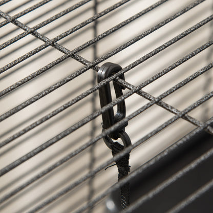 Dierenkooi Klein – Knaagdierkooi – Konijnenkooi – Hamsterkooi – Mobiel Dierenverblijf – Met 2 Deuren – Met Hangmat – 52 x 52 x 113,5 cm – Metaal Grijs