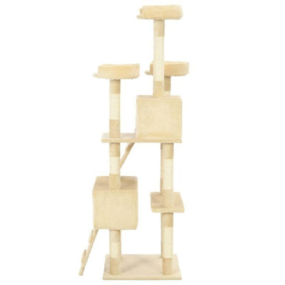 Beige Cat Tree 170cm with Sisal Scratching Posts Cat Scratcher Tower Stable Base Multi-level Cat Activity Center Indoor Living Room Balcony Pet Supplies, Pet Play Tower, Cat Furniture, Cozy Perch, Multilevel Design, Soft Fabr