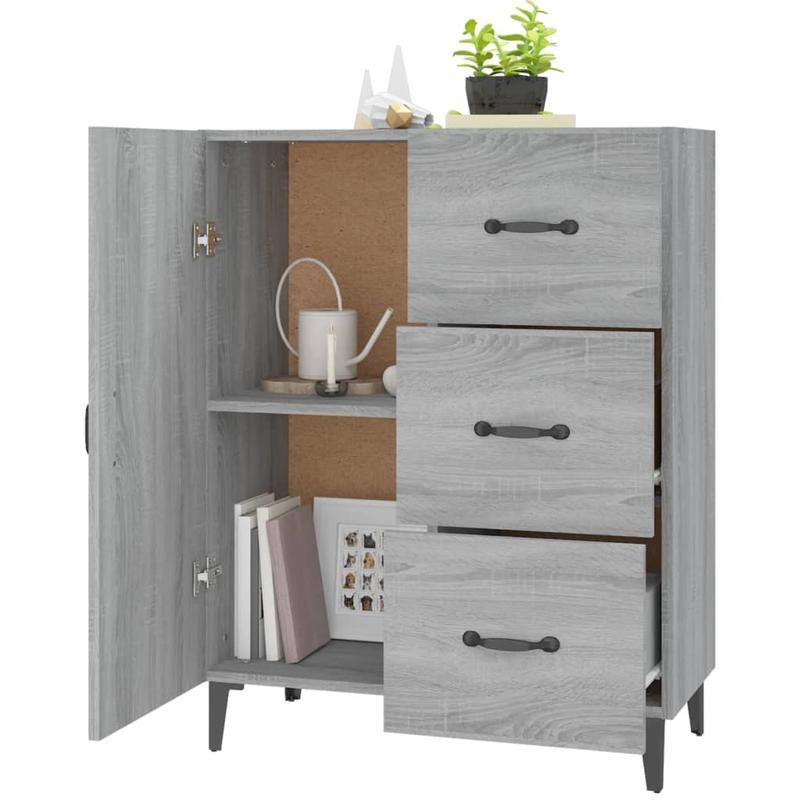 Sideboard – Dressoir – Opbergkast – Tv-meubel – Grijs – Hardhout – 69,5x34x90 cm – Vloermontage