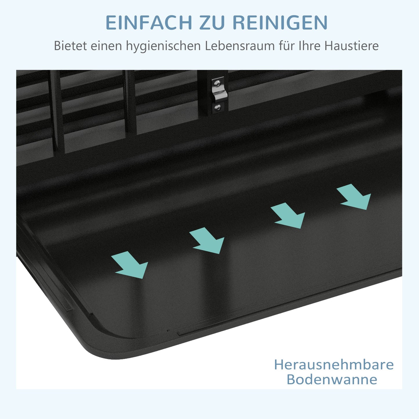 Hondenbench – Hondenkooi – Hondenren – Hondenhok – Hondenverblijf – Vouwbaar Ontwerp – Universele Wieltjes – Uitneembare Bodemtray – Zwart – 94 x 58 x 78 cm