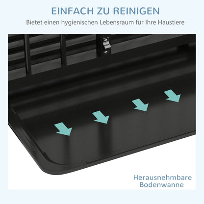 Hondenbench – Hondenkooi – Hondenren – Hondenhok – Hondenverblijf – Vouwbaar Ontwerp – Universele Wieltjes – Uitneembare Bodemtray – Zwart – 94 x 58 x 78 cm