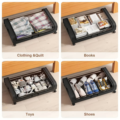 Opbergbox – Opbergdoos – Opbergbak – Opslagbox – Organizer – Voor Onder Bed – Stevige Metalen Constructie – Flip-Top Deksel Met Kijkvenster