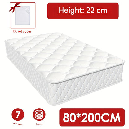 Matras – Pocketvering Matras – Tweepersoonsmatras – Ergonomisch Matras – Koudschuimmatras – 80x200 cm – 7-Zones Pocketvering – Ademend Katoenen Hoes