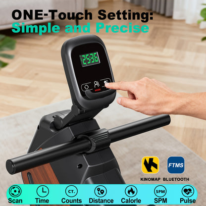 Roeitrainer – Roeimachine – Fitnessapparaat – Cardioapparaat – Homegym – Opvouwbaar – Magnetisch Weerstandssysteem 16 Niveaus – RVS Frame 160 kg Draagvermogen – Zwart – Draadloos Zonder Batterij