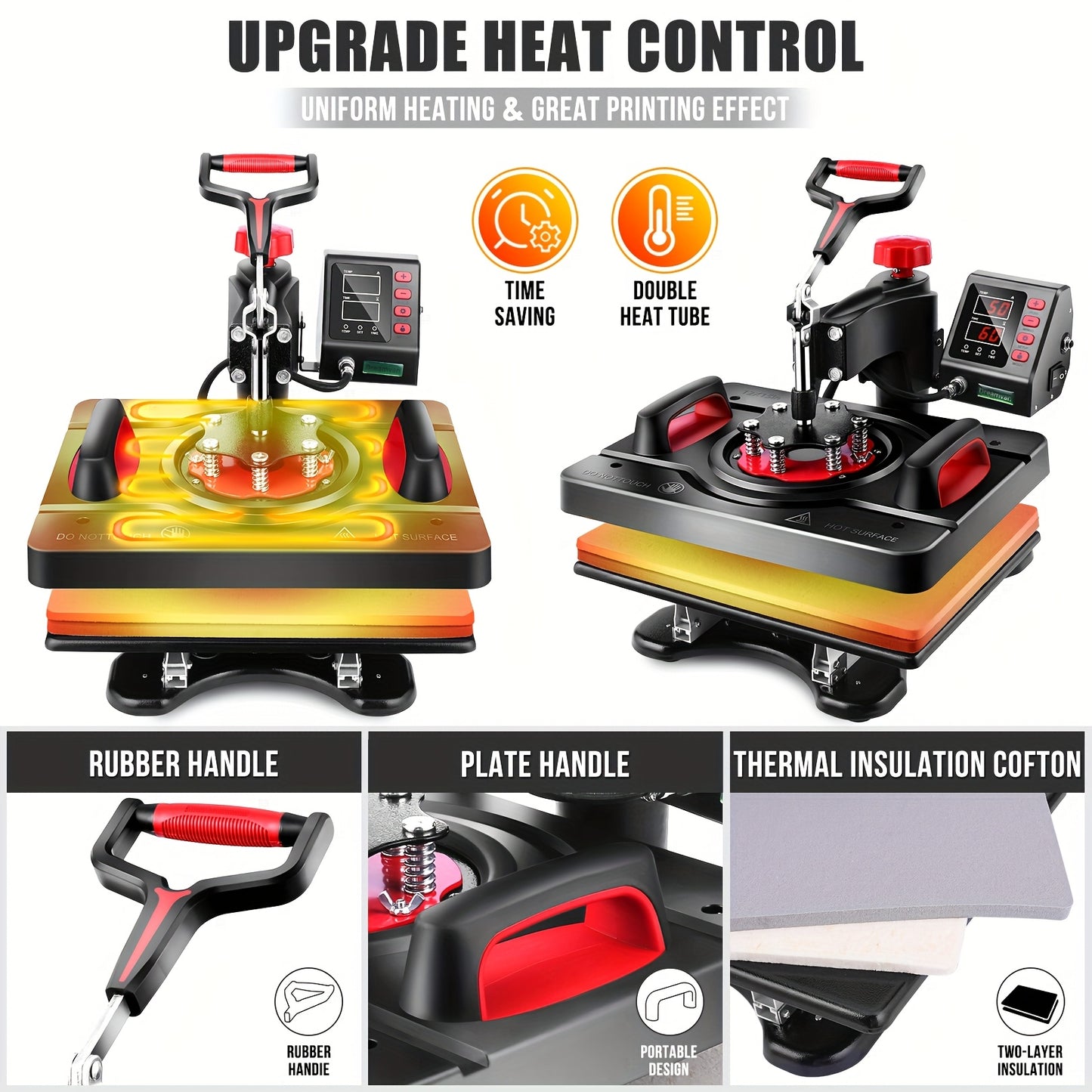 Heat Press Machine – Transferpers – Sublimatiepers – Textielpers – T-shirt Pers – 8-in-1 Multifunctioneel – Digitale Timer & Temperatuurregeling – Compact ontwerp 38,1x30,48 cm