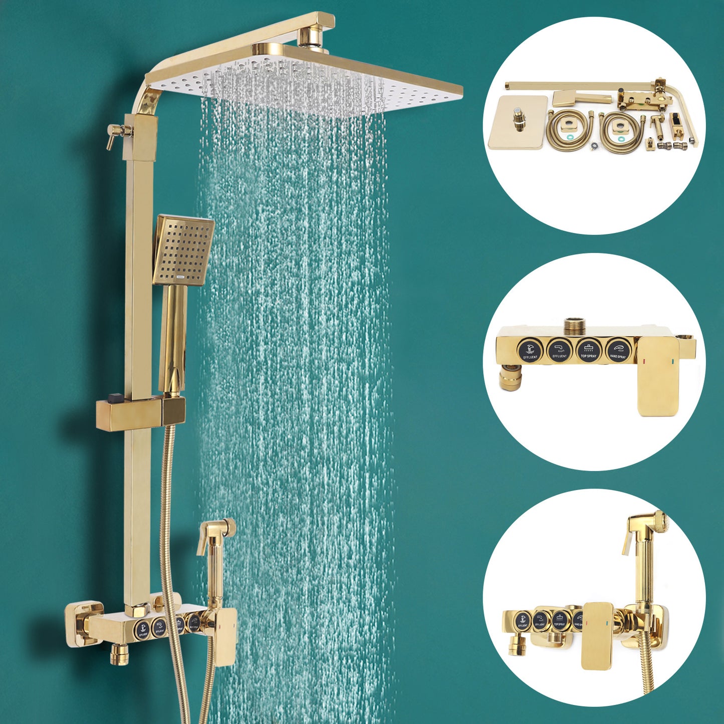 Wall Mounted Shower Set, Golden Shower Set, Wall Mounted Shower Fixtures