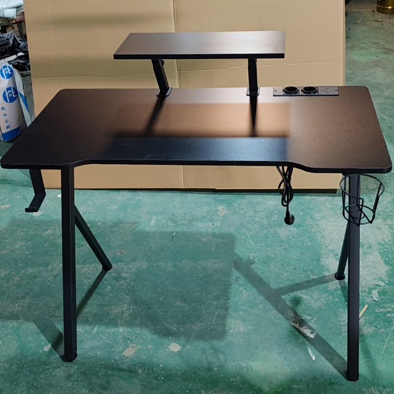 Industriële Gamingtafel – Stevige Metalen Constructie, 100 x 50 cm, Hoogte 77,5 cm – Eenvoudig te Monteren met Bekerhouder en Hoofdtelefoonhaak – Perfect voor Gaming en Kantoor – Zwart