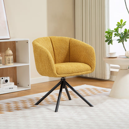 Draaifauteuil – Fauteuil – Lounge Stoel – Zithoekstoel – Kunstlederen Stoel – Gele Bekleding – Draaibaar 360 Graden – Ergonomische Zitschaal