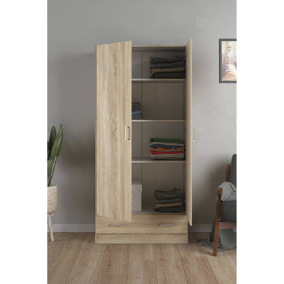 2-Deurs Kledingkast – Garderobekast – Linnenkast – Opbergkast – Slaapkamerkast – Quercia – Compact Formaat 79x36x170 cm – Melamine Houtlook