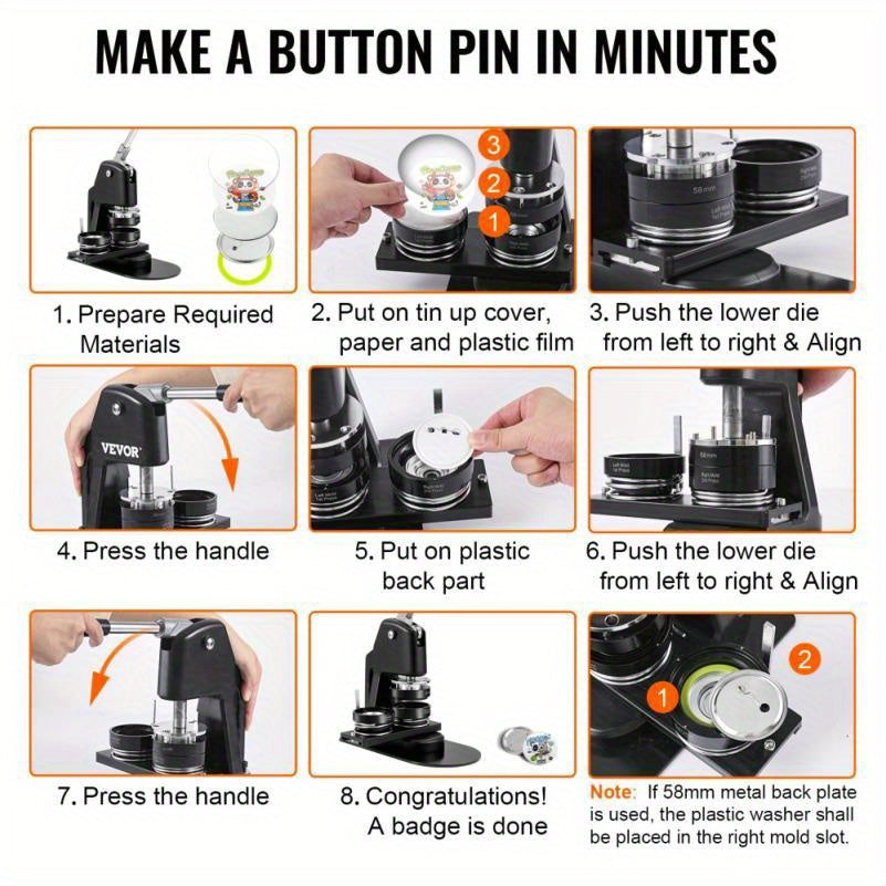Button Maker – Button Machine – Badge Maker – Button Pers – DIY Button Kit – 1,25 & 2,5 Inch Formaat – Handmatig Zonder Batterij – Inclusief 500 Onderdelen