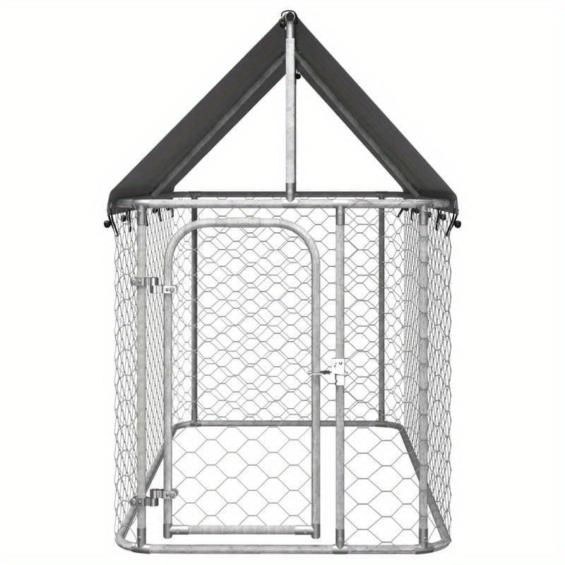 Hondenkennel – Hondenkooi – Hondenren – Buitenkennel – Dierenverblijf – Ruim 200x100x150 cm – Weerbestendig Staal Met Dak