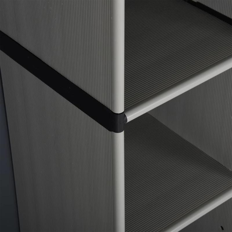 Buitenkast – Tuinkast – Opbergkast – Bergkast – Tuinopbergkast – Transparante Deuren – Duurzaam Kunststof – Vrijstaand – Grijs-Zwart – 68,58 cm Hoog – 3,2 Kubieke Voet Inhoud