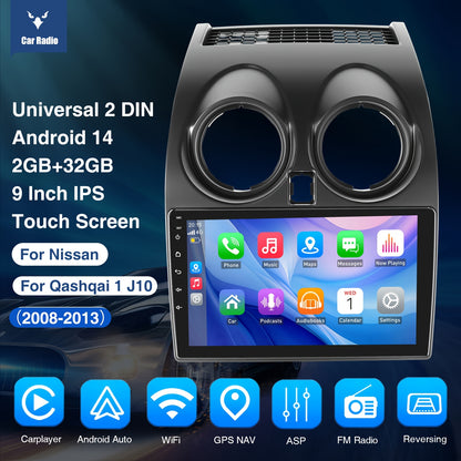 2DIN Autoradio – Multimedia Speler – Navigatiesysteem – Touchscreen Radio – CarPlay Android Auto – 9 Inch IPS Scherm – Inclusief Achteruitrijcamera