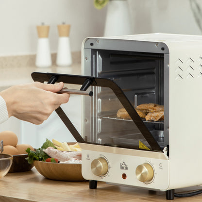 Mini Oven – Mini Ovenn – Tafeloven – Elektrische Oven – Creme Kleur – 15L Inhoud – 1000W Vermogen