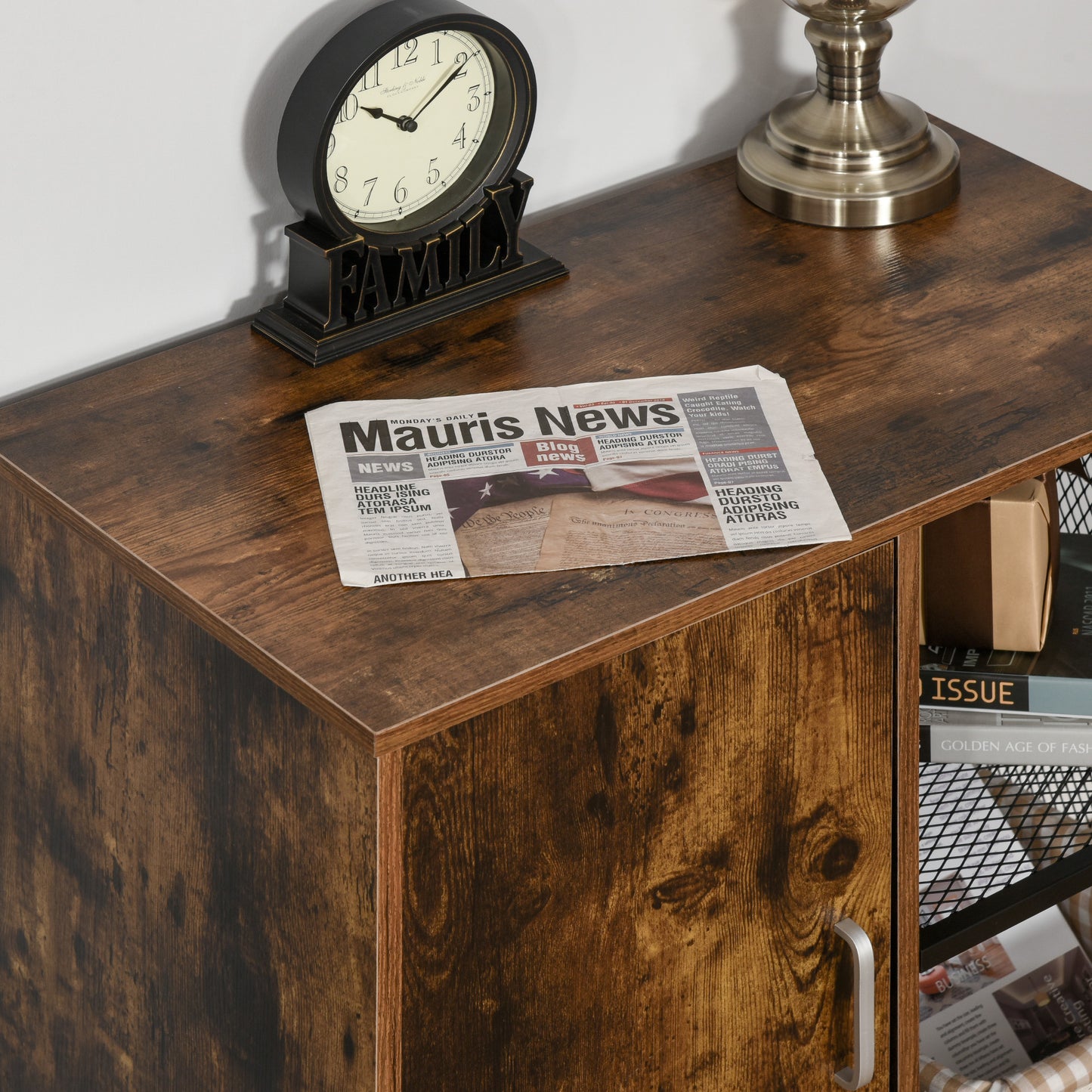 Printerstandaard – Printhouder – Opbergmeubel – Bureaukast – Kantoororganizer – Industriële Vintage Look – 360° Draaibare Wieltjes – Robuust Spaanplaat Met Metaal