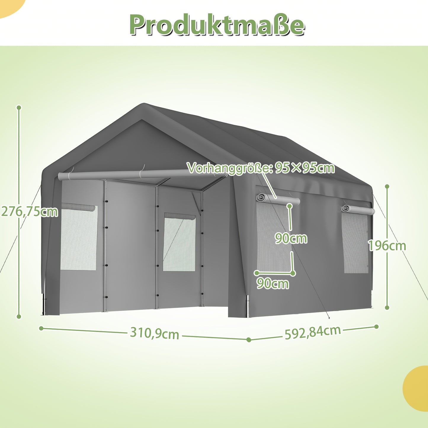 Carport – Overkapping – Garage Tent – Opslagtent – Bescherming – 3x6 Meter – Koudetolerant Materiaal – Oprolbare Ramen