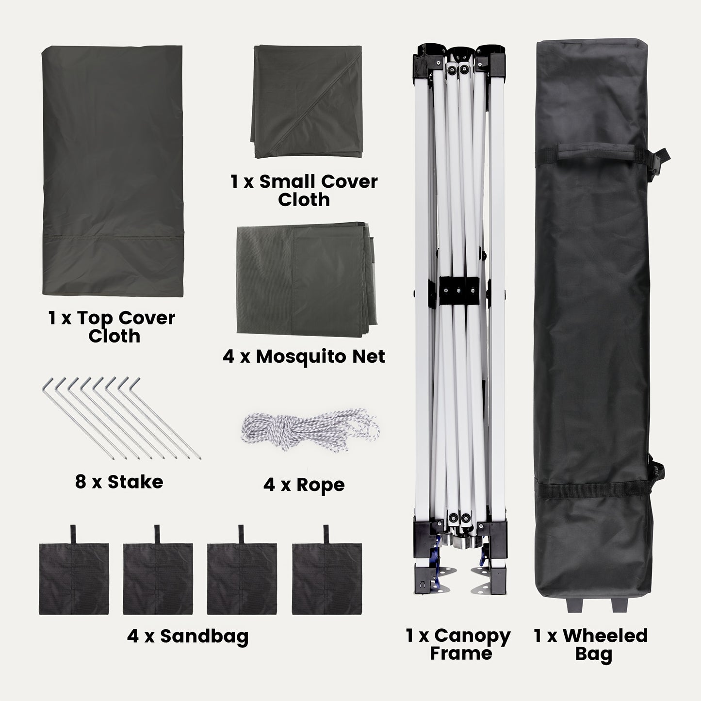 Partytent – Pop-up Tent – Paviljoen – Vouwtent – Schaduwdoek – Waterdicht – Verstelbare Hoogte – Met Muggennet – UV-Beschermend – 3,93x3,93 m – Inclusief Draagtas