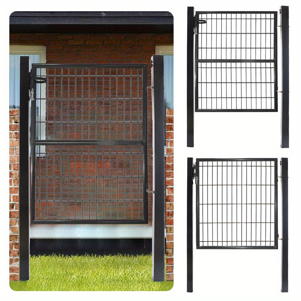 Tuinpoort – Tuinscherm – Hek – Gaaspoort – Tuinafscheiding – 125 x 100 cm – Gegalvaniseerd Staal – Antraciet Kleur – Compleet Met Slot En Handvat