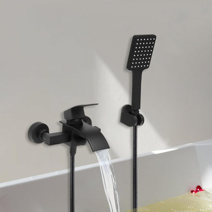 douchekraan – badkraan – mengkraan – badkamerkraan – handdouche – messing – watervaluitloop – 5 functies – zwarte afwerking