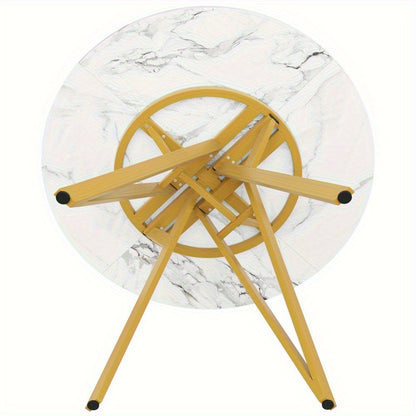 Ronde Eettafel – Ronde Tafel – Eetkamertafel – Keukentafel – Compacte Tafel – Natuurlijke Kleur – Stevige Metalen Poten – Geen Montage Nodig