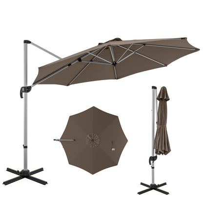 Zonnescherm – Parasol – Tuinparasol – Terrasparasol – Balkonparasol – Ø 330 cm – UPF 50+ – 360° Draaibaar met Kantelfunctie – Bruin