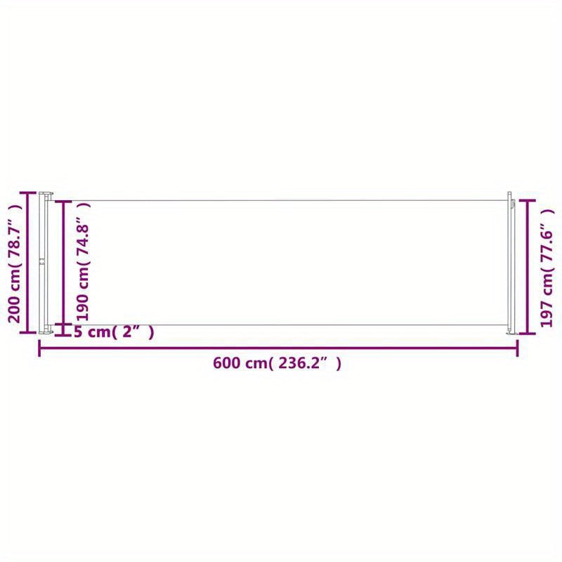 Tuinscherm – Privacyscherm – Balkonscherm – Windscherm – Schaduwdoek – Uitschuifbaar Zijscherm 200x600 cm – Duurzaam Polyester Zwart