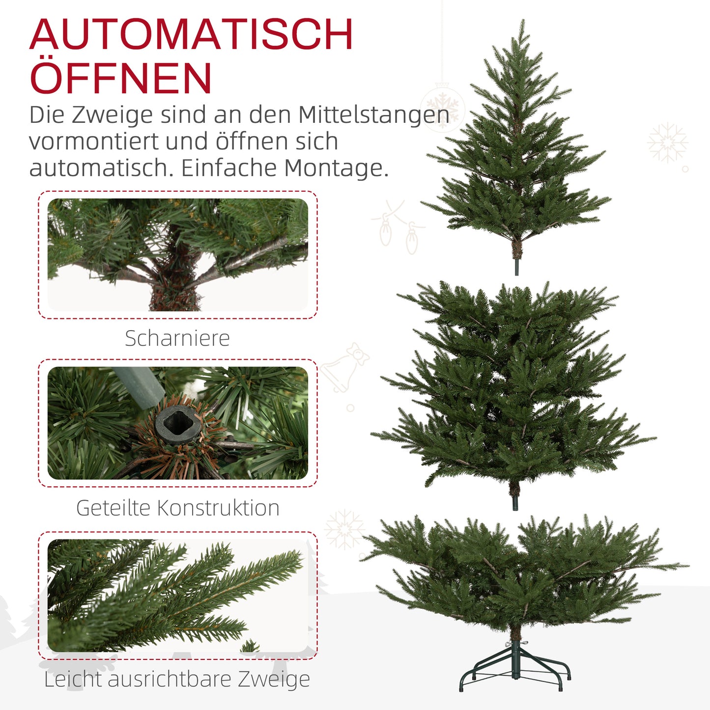 Kerstboom Kunstkerstboom Kunstboom Nepboom Dennenboom – 183 cm Hoog – Brandvertragend Kunststof – Snelle Montage Met Metalen Standaard