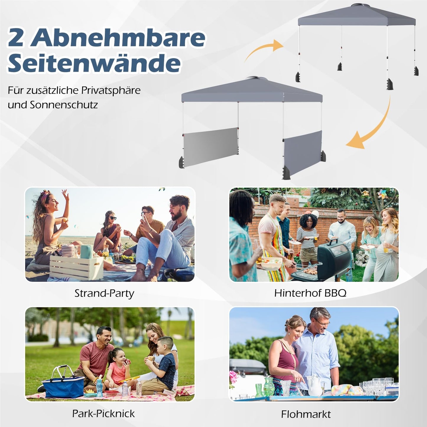 Partytent – Paviljoen – Tuintent – Feesttent – Opvouwbare Tent – 3x3 Meter – Waterdicht Oxford Stof – Inclusief Zijwanden & Haringen