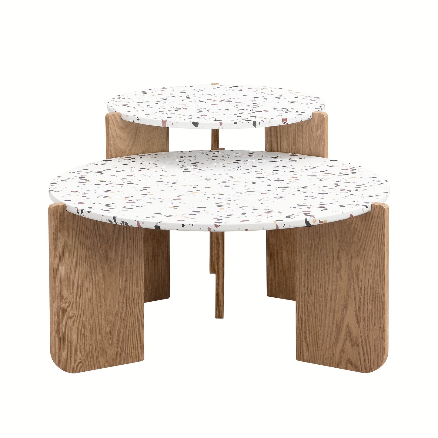 Modern Couchtisch – Beistelltisch – Wohnzimmer Tisch – Sofa Tisch – Balkon Tisch – 2er-Set – Natuurlijk Hout – Compact & Duurzaam