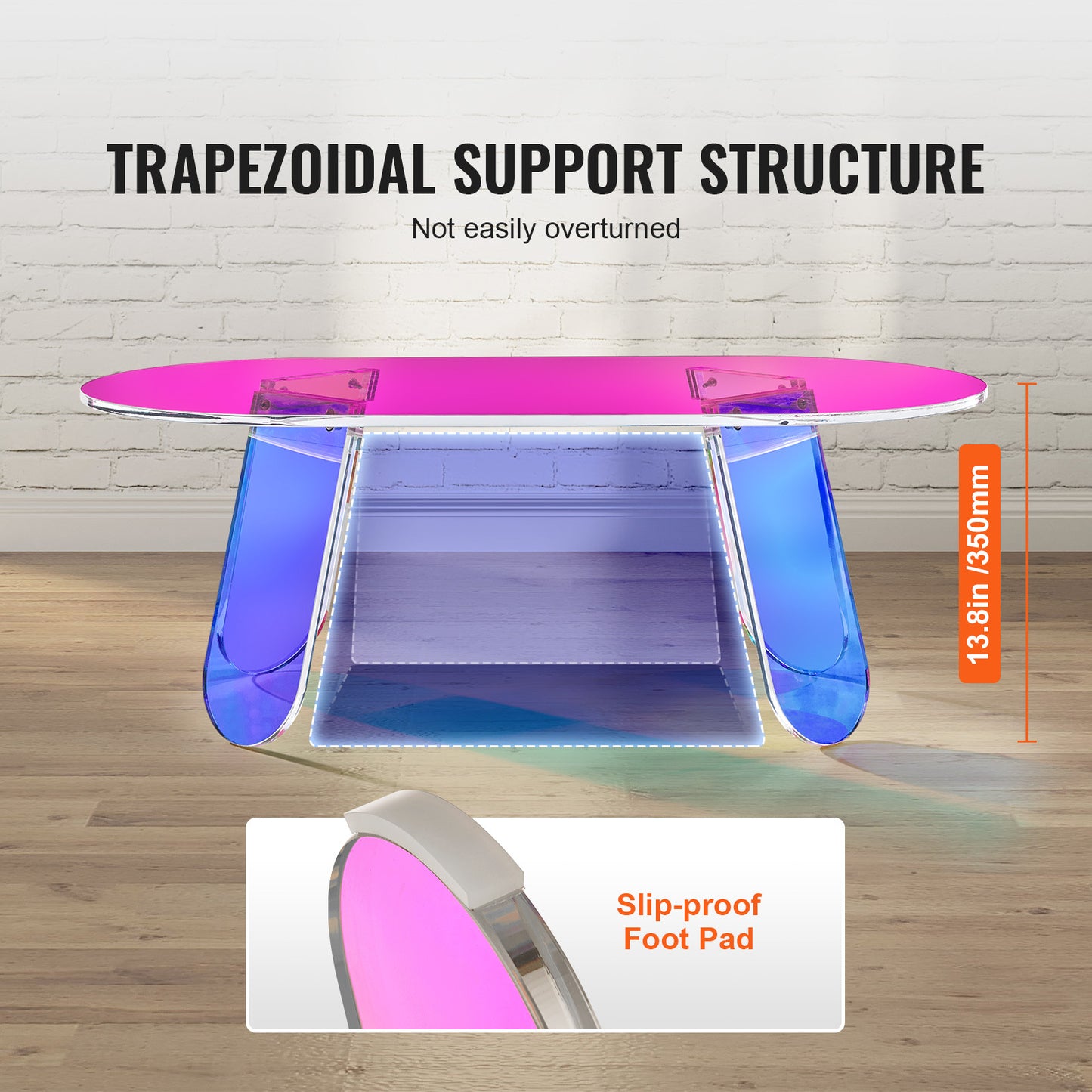 Acryl Bijzettafel – Acryl Salontafel – Bijzettafel Transparant – Kleurrijke Bijzettafel – Iriserende Tafeltje – Compact 35 cm Hoog – Duurzaam Makkelijk Schoon Te Maken