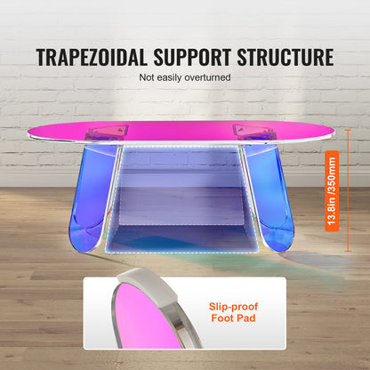 Acryl Bijzettafel – Acryl Salontafel – Bijzettafel Transparant – Kleurrijke Bijzettafel – Iriserende Tafeltje – Compact 35 cm Hoog – Duurzaam Makkelijk Schoon Te Maken