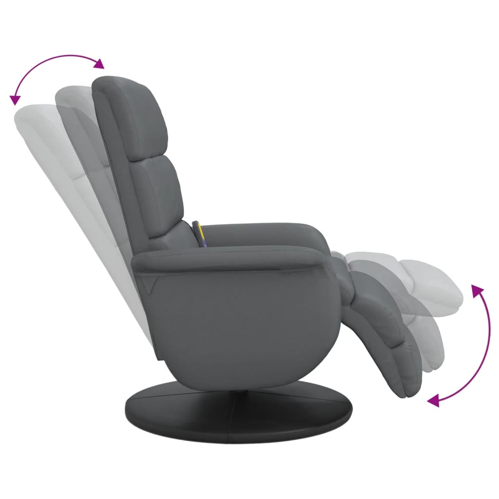 Relaxstoel – Fauteuil – Lounge Stoel – Draaifauteuil – Verstelbare Stoel – Grijs – 360° Draaibaar – Kunstleren Bekleding