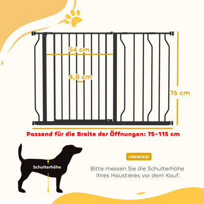 Hondenrek – Hondenhek – Veiligheidshekje – Traphekje – Dierenhek – Verstelbaar 75-115 cm – Stalen Frame met ABS – Klembevestiging – Zwart