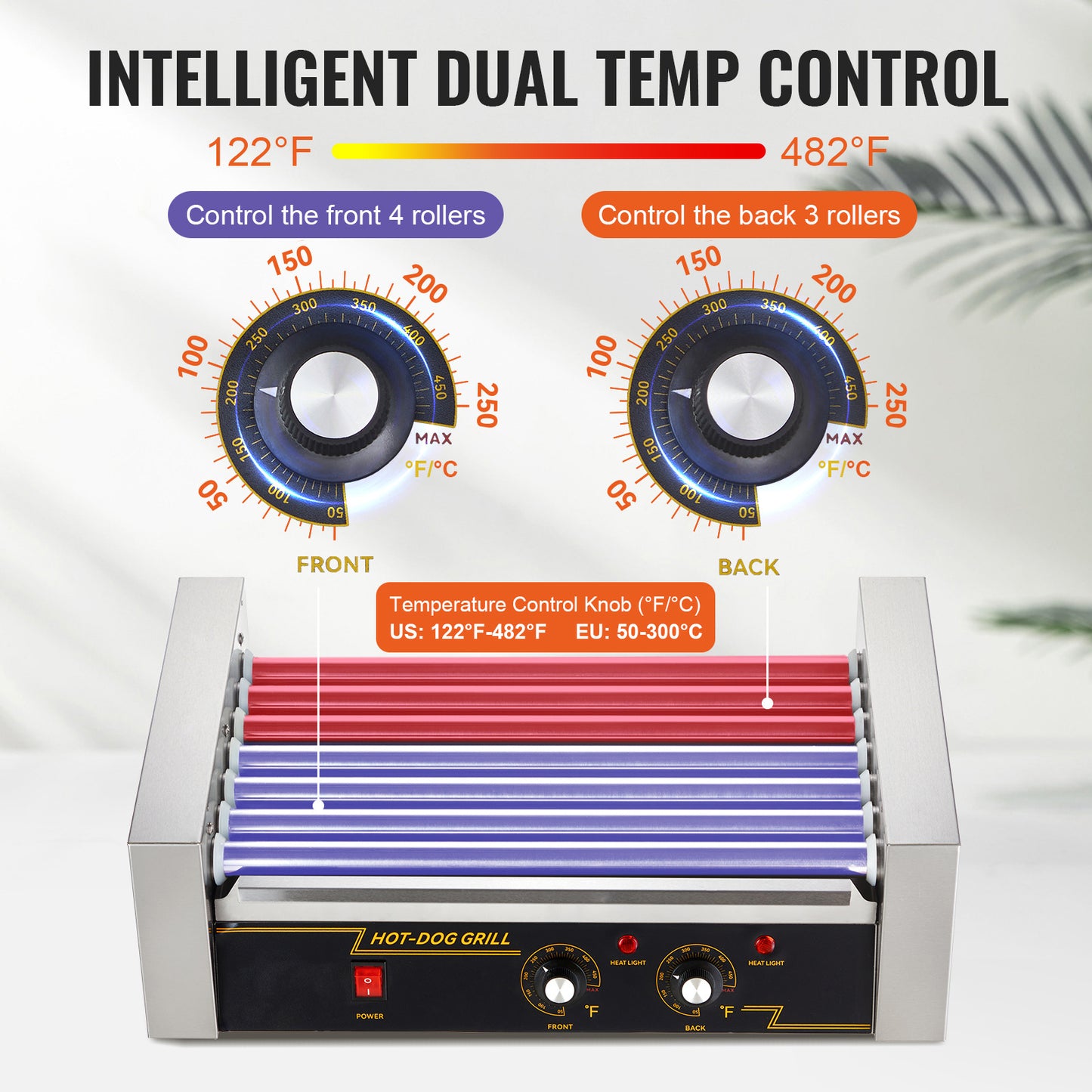 Hotdoggrill – Worstengrill – Hotdogmaker – Hotdogroller – Elektrische Rollergrill – 7 Rollers Voor 18 Hotdogs – Roestvrij Staal & 1400W Vermogen