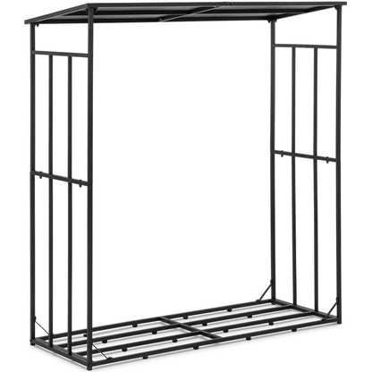 Houtopslag – Houtrek – Houtstandaard – Houtopslagrek – Buitenopslag – Stalen Constructie – Beschermend Dak – 300 Kg Draagvermogen – 161 x 65 x 177 cm