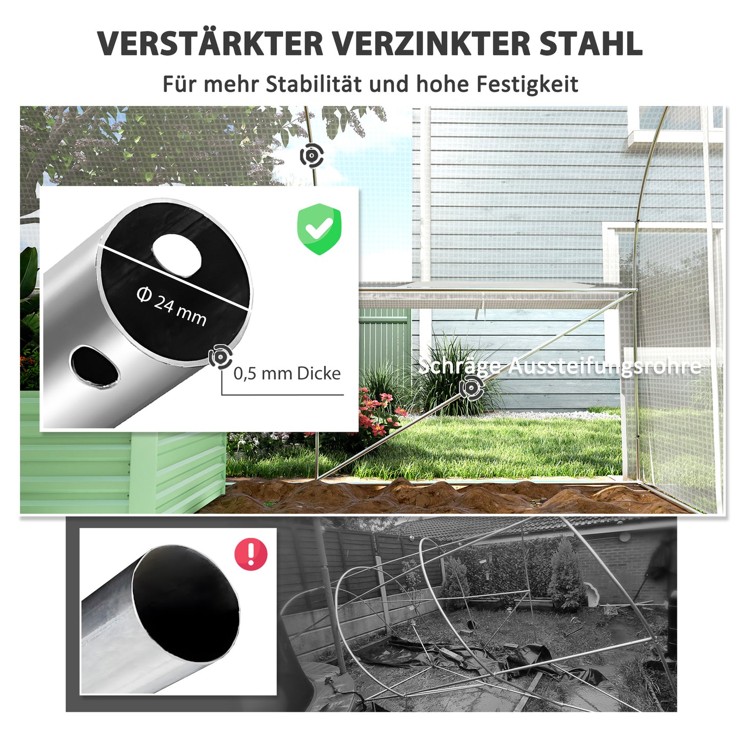 Walk-In Kas – Tuinkas – Groentekas – Kweekkas – Serre – 6x3x2 Meter – 8 Ramen Met Insectengaas – Gegalvaniseerd Stalen Frame