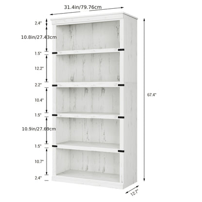 TACKVIEW Retro Style Bookcase - 800x320x171, 5.08 cm Antique White/Black Wooden Shelf with 6 Shelves, 2 Drawers & 2 Open Shelves, Freestanding Vertical Storage for Living Room, Bedroom, Office - Easy Assembly, Durable MDF & W
